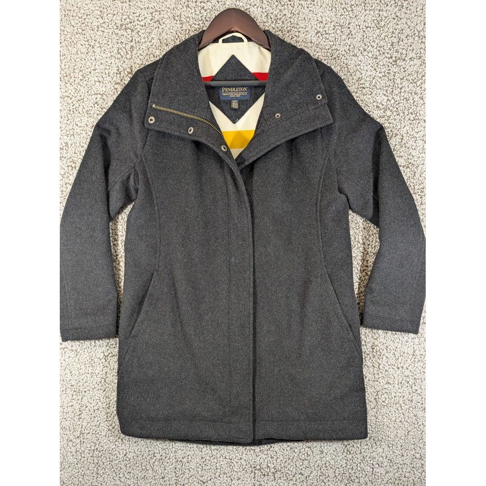 Pendleton Women's Water Resistant Cascade Wool Campbell Pea Coat Charcoal Size S